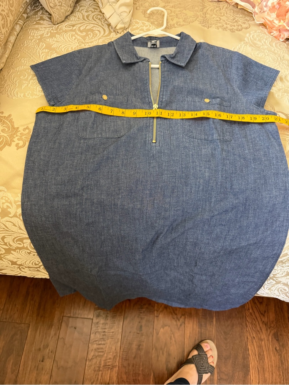 Anne Klein Navy Short-Sleeve Zip Shirt Dress - Picture 3 of 3